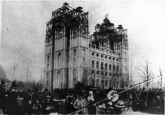 Laying capstone of S.L. Temple