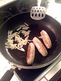 Lincolnshire sausages and onions