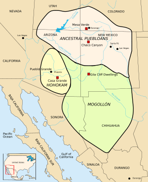 Map Anasazi, Hohokam and Mogollon cultures-en