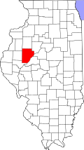 Map of Illinois highlighting Fulton County