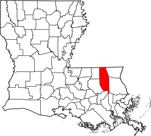 Map of Louisiana highlighting Tangipahoa Parish