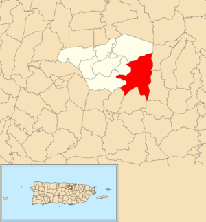 Location of Ortíz within the municipality of Toa Alta shown in red