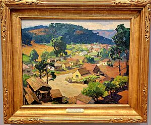 Painting ca 1925 by Franz Bischoff called "Cambria, a Peaceful California Village"