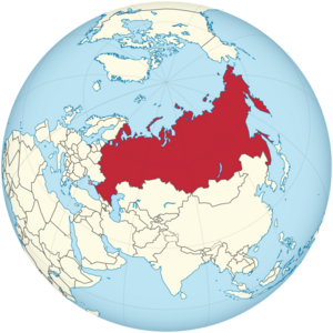 Russia on the globe (+claims hatched) (Russia centered)
