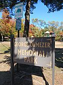 Sign in front of George Olmezer Memorial Park, Metuchen, New Jersey