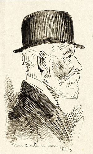 Sketch of D S Mitchell, detail from L. Lindsay etching of W. Syer sketch, State Library NSW a1870001h