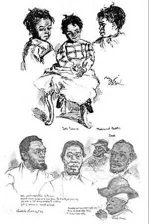 Sketches made in Charleston, South Carolina by artist Eyre Crowe in March 1853