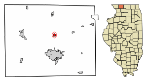 Location of Cedarville in Stephenson County, Illinois.