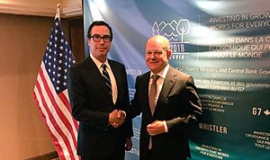 Steven Mnuchin and Olaf Scholz at 2018 G7 Finance Meeting