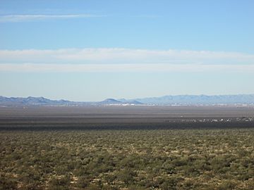 Tumamoc Hill and A Mountain from Huerfano Butte area 2013.jpg