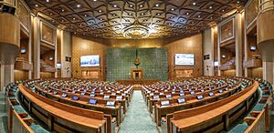View of Lok Sabha chamber in the New Parliament building, New Delhi
