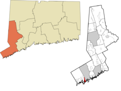 Old Greenwich's location within the Western Connecticut Planning Region and the state of Connecticut