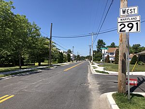 2022-06-30 11 45 09 View west along Maryland State Route 291 (Cypress Street) at Comegys Street in Millington, Kent County, Maryland