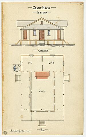 Architectural drawing of the Court House, Isisford, 23 September 1885