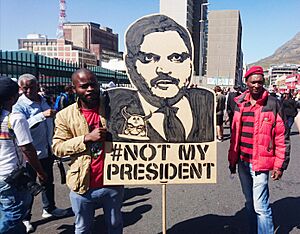 Atul Gupta protest banner - Cape Town Zuma must fall