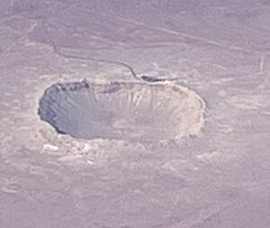 Barringer crater as viewed from airplane (cropped)