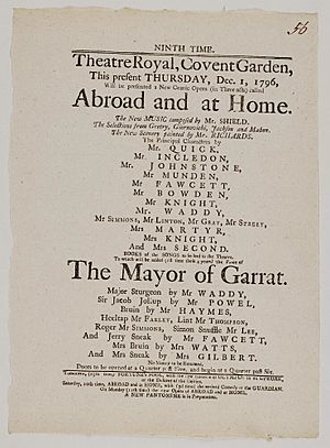Bodleian Libraries, Playbill of Covent Garden, Thursday, Dec. 1, 1796, announcing Abroad and at home &c.