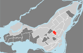 Location of Outremont on the Island of Montreal.  (Light grey areas indicate City of Montreal).