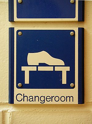 Changeroom symbol on sign close up