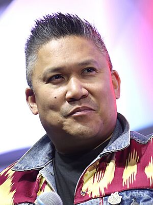 Face of man with dark hair