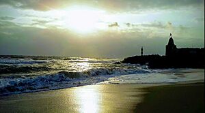 Dwarka beach when the sea and sun sets