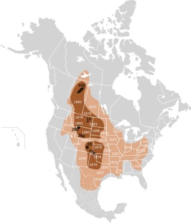 Extermination of bison to 1889
