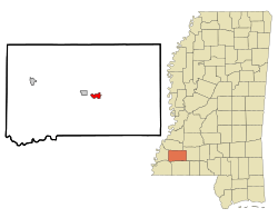 Location of Bude, Mississippi