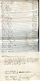 Great Kimble, Bucks Return showing John Hampden & others refusing payment of ship-money 1636
