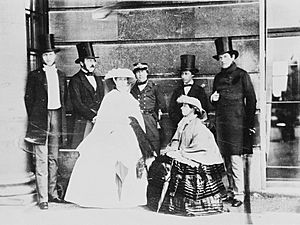 Group photograph of Queen Victoria, Prince Albert, Albert Edward, Prince of Wales, Count of Flanders, Princess Alice, Duke of Oporto, and King Leopold I of the Belgians, 1859