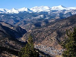 Aerial view of Idaho Springs from the east in 2006.