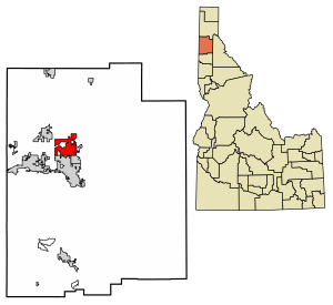 Location of Hayden in Kootenai County, Idaho.