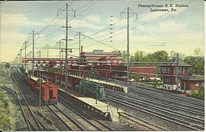 Lancaster station 1949 postcard