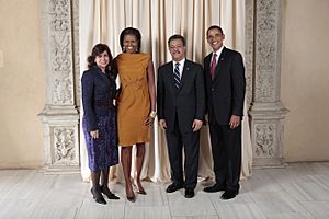 Leonel Fernandez Reyna with Obamas