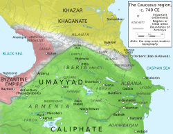 Map of the Caucasus, 740 CE