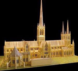 Model with Spires, Lincoln Cathedral - black background