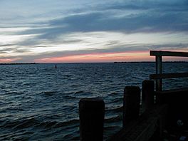 A picture of the Barnegat Bay during sunset.