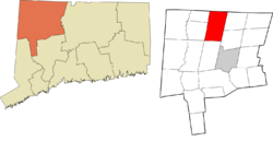 Norfolk's location within the Northwest Hills Planning Region and the state of Connecticut