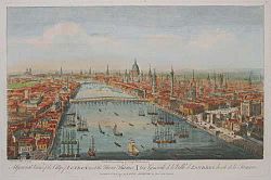 Panoramic view of London in 1751 by T. Bowles