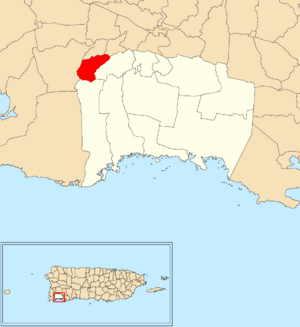 Location of París within the municipality of Lajas shown in red