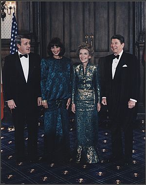 Photograph of The Reagans and Mulroneys in Quebec, Canada - NARA - 198561