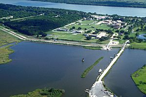Aerial view of Port Sulphur, Louisiana on the Mississippi River