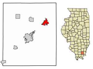 Location of Eldorado in Saline County, Illinois.
