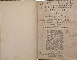 Title page of Shakespeare's the Taming of the Shrew