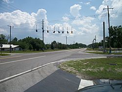 Southbound US 98 at the intersection of County Road 575 in Trilby, Florida