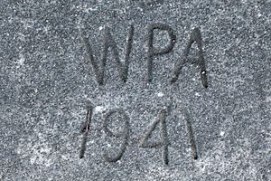 WPA Logo In Sidewalk Healdsburg California