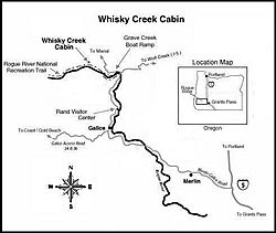 Whisky Creek Cabin Location Map