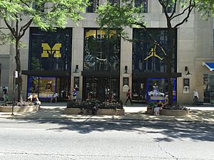 20160829 Michigan Wolverines and Jumpman logo at Nike Flagship store before opening weekend