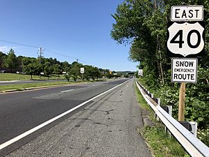 2019-05-21 16 04 53 View east along U.S. Route 40 (Pulaski Highway) just east of Lewis Lane in Havre de Grace, Harford County, Maryland