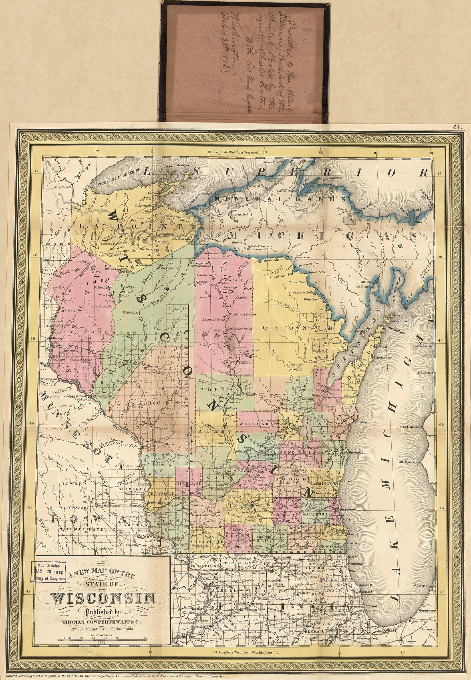 1852 boundaries of Door County, prior to the separation of Kewaunee County in 1852