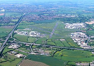 Aerial of Gloucestershire Airport, Gloucestershire, England 24May2017 arp